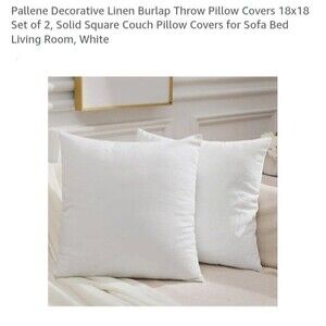Pallene Decorative Linen Burlap Throw Pillow Covers 18x18 Set of 2, Solid Square